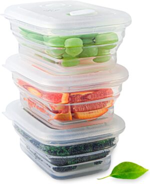 Premium Silicone Collapsible Food Storage Containers - 2.8 Cups (3 Pack)